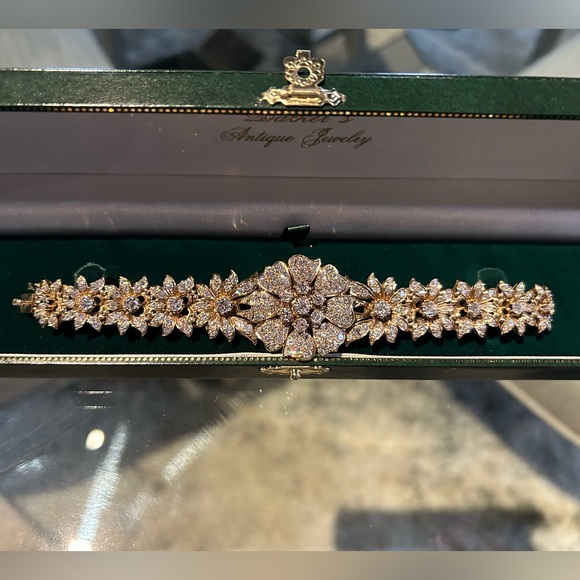 Rare, One-Of-A-Kind Circa 1880 European Diamond and 750KT Yellow Gold Bracelet - Picture 1 of 7